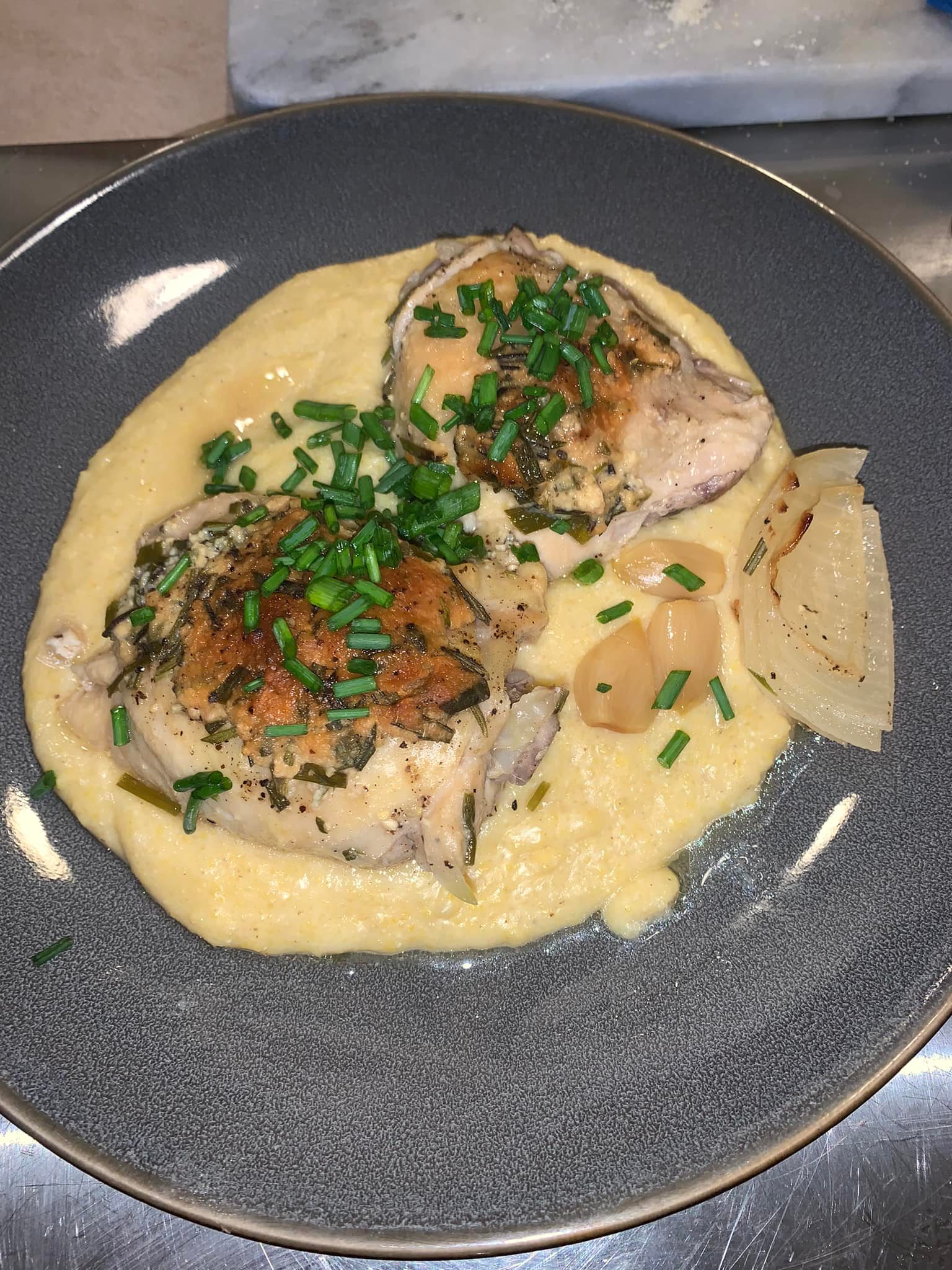 2-5-22 Herb & Miso Chicken With Creamy Polenta